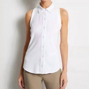 Anatomie Elise Sleeveless Button Down Travel Top White S NWT